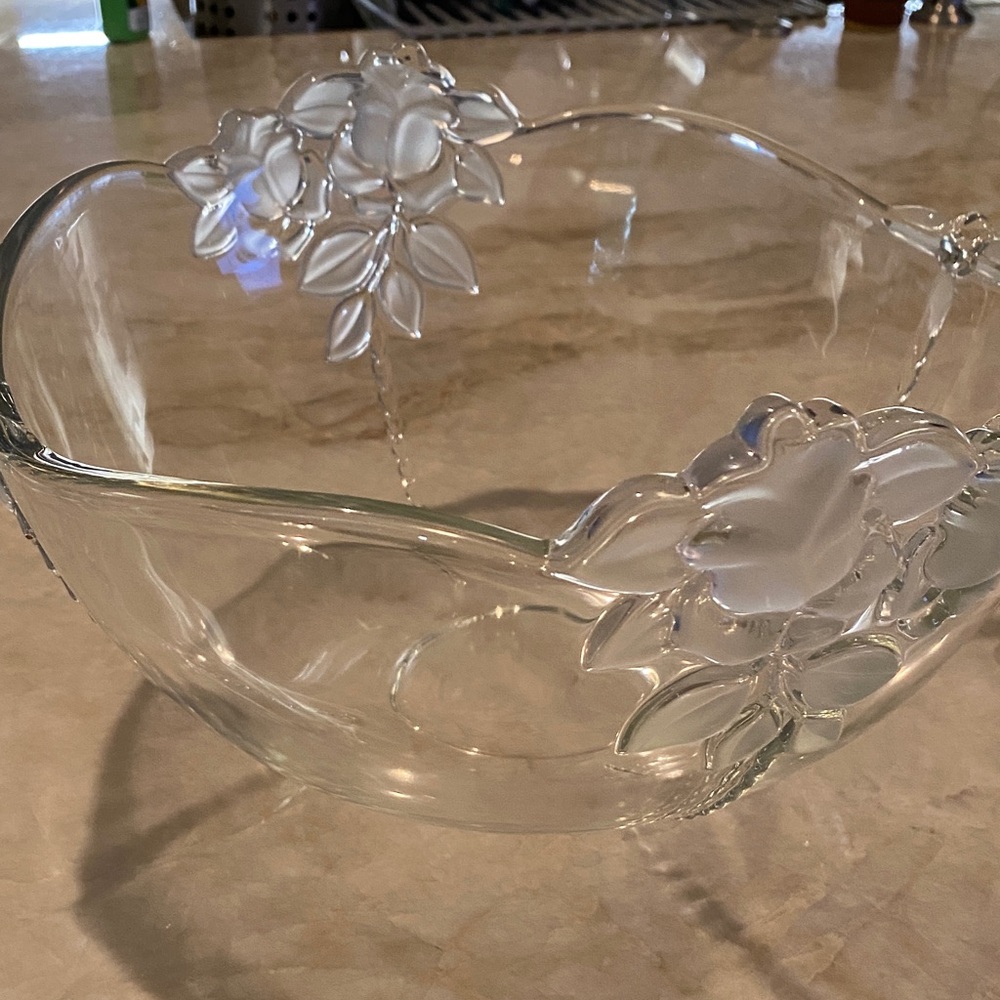 Mikasa Clear Glass Bowl with Floral Accents